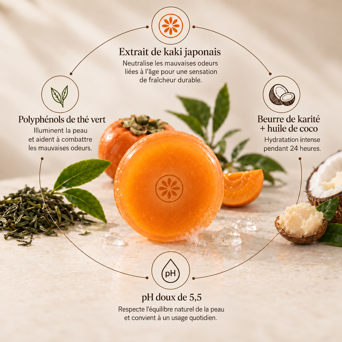 Kakirei — Savon déodorant au kaki